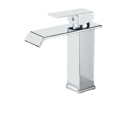 Vierkante watervalkraan voor badkamerwastafel (zwart/goud)