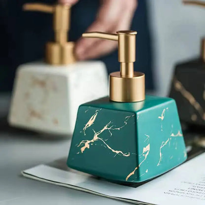 Keramische Marmerlook Zeepdispenser – Luxe Navulbare Pompflessen voor Badkamer & Keuken